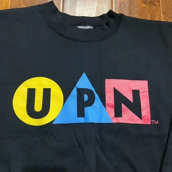 Onieta Vintage Y2K UPN Network TV Crewneck Sweatshirt Black Men's Size Medium - Picture 2 of 8